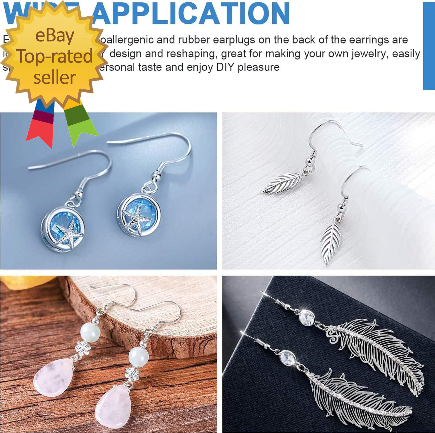 100 PCS / 50 Pairs 925 Sterling Silver Earring Hooks, Hook Ear Wires with 100 PC