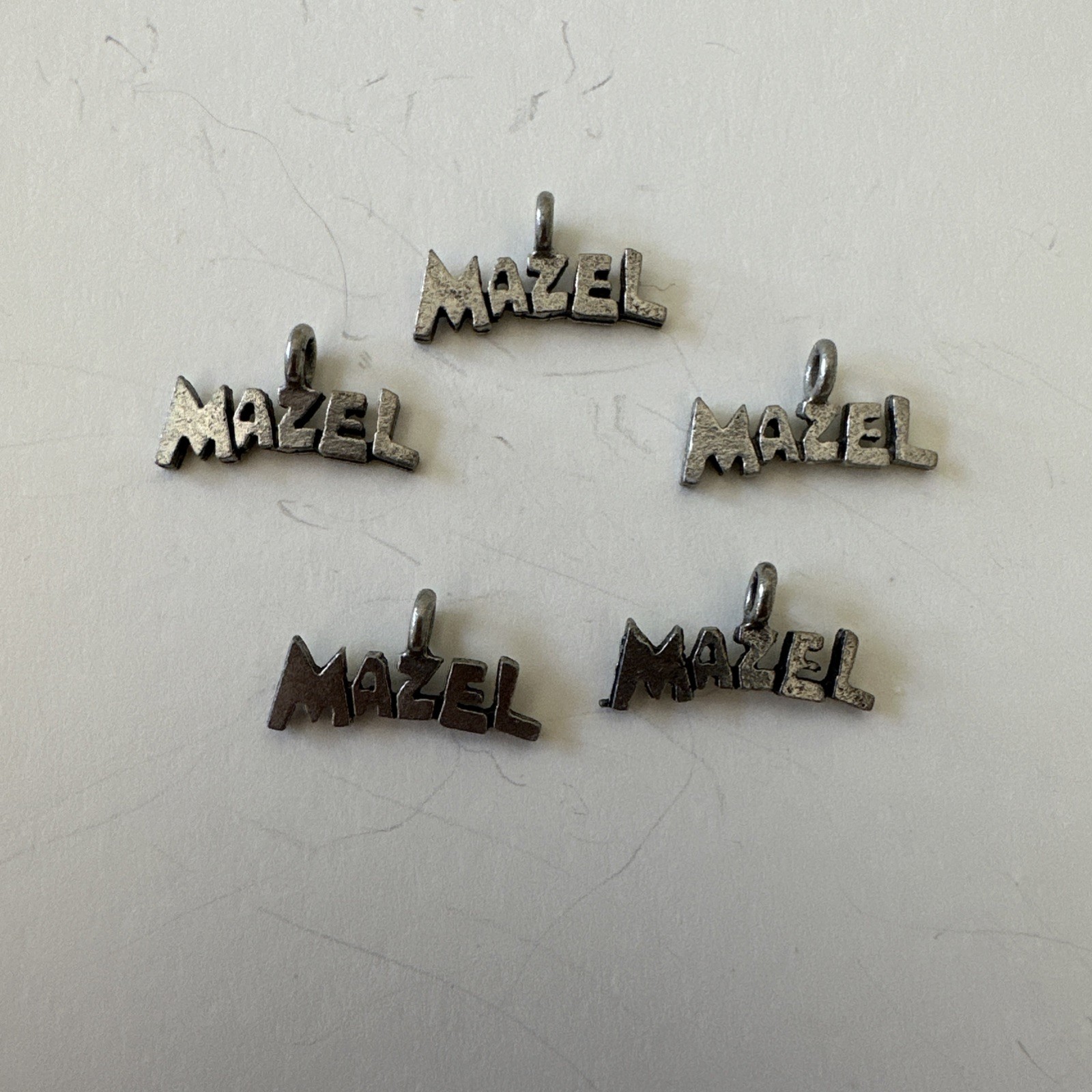 Mazel Hebrew Luck Charms 5 Pieces Pewter