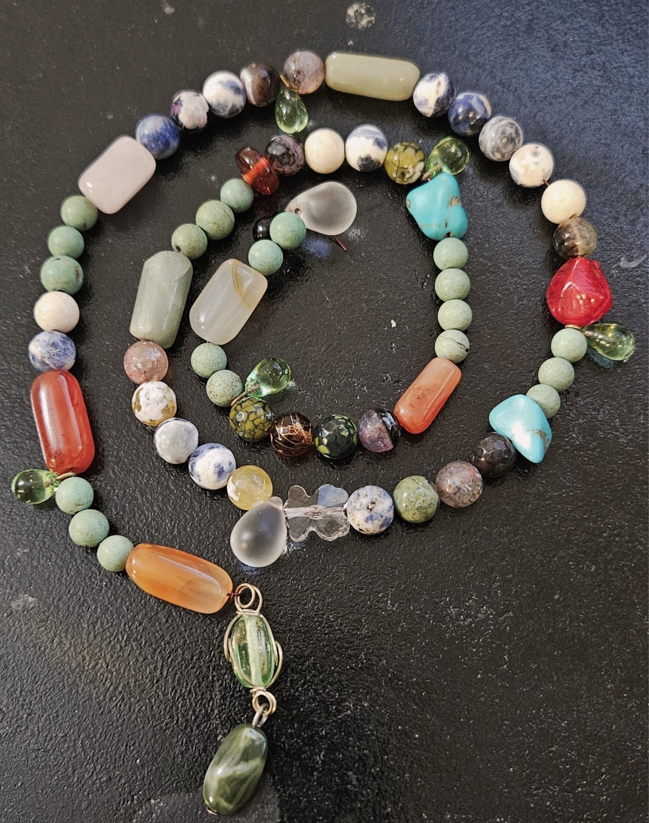 String Of Misc Vintage Gemstone Beads