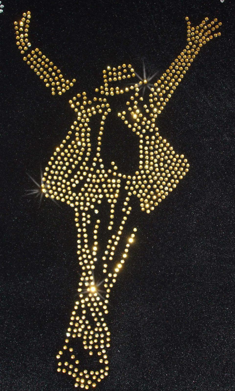 MJ micheal Jackson Gold iron-on RHINESTONE Diamante Bead Transfer Applique craft