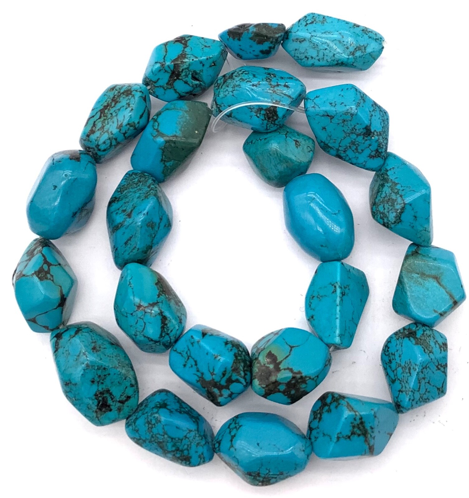 22 Genuine Natural China Hubei Blue Turquoise Gemstone beads Stone-#1736