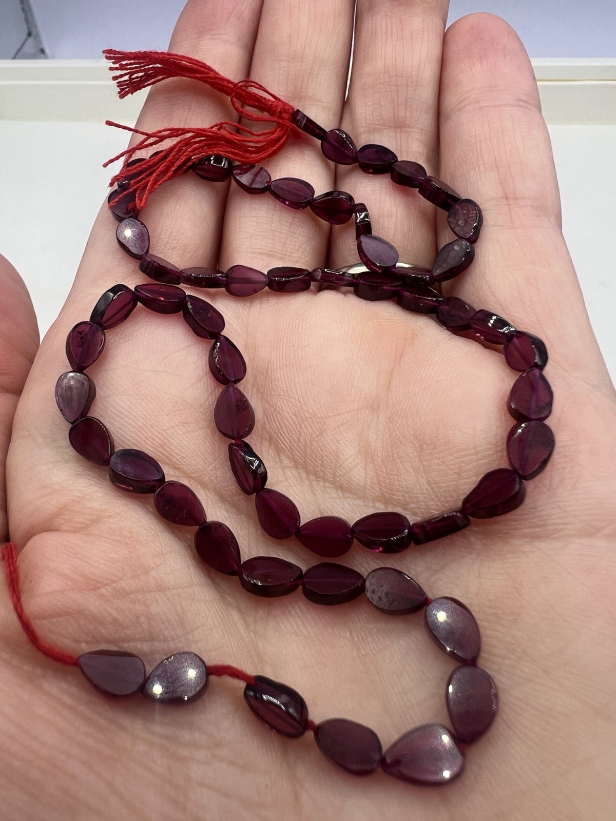 19 Strands Red Garnet Mixed Shapes Beads Teardrop Diamond Rectangle 5-8mm Bulk