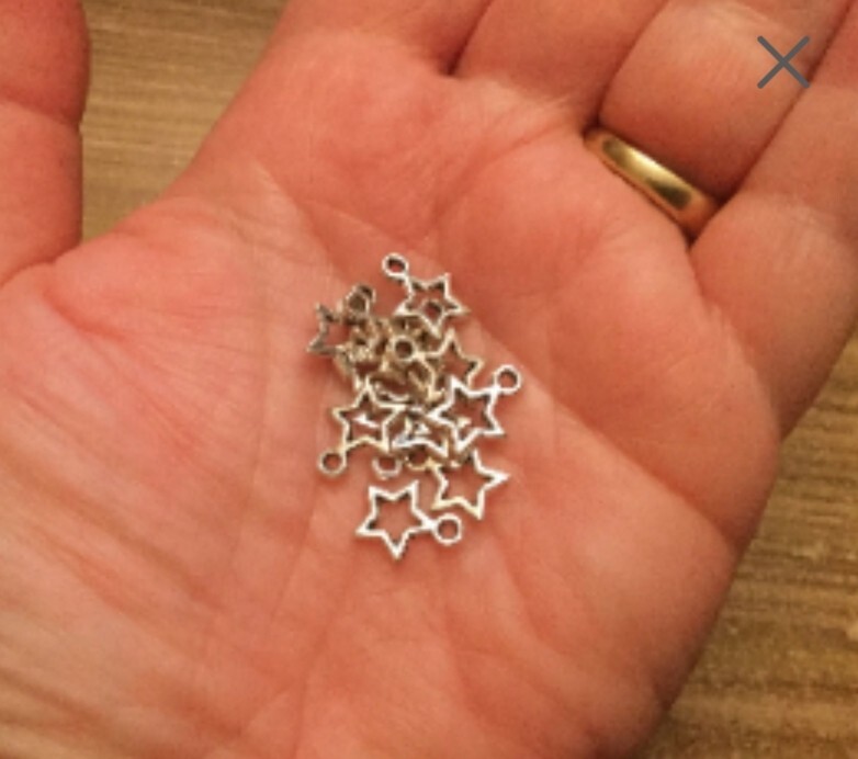 LOT 2 BULK SILVER SMALL CHRISTMAS STAR HOLIDAY CHARMS JEWELRY MAKING 12mm x 10mm
