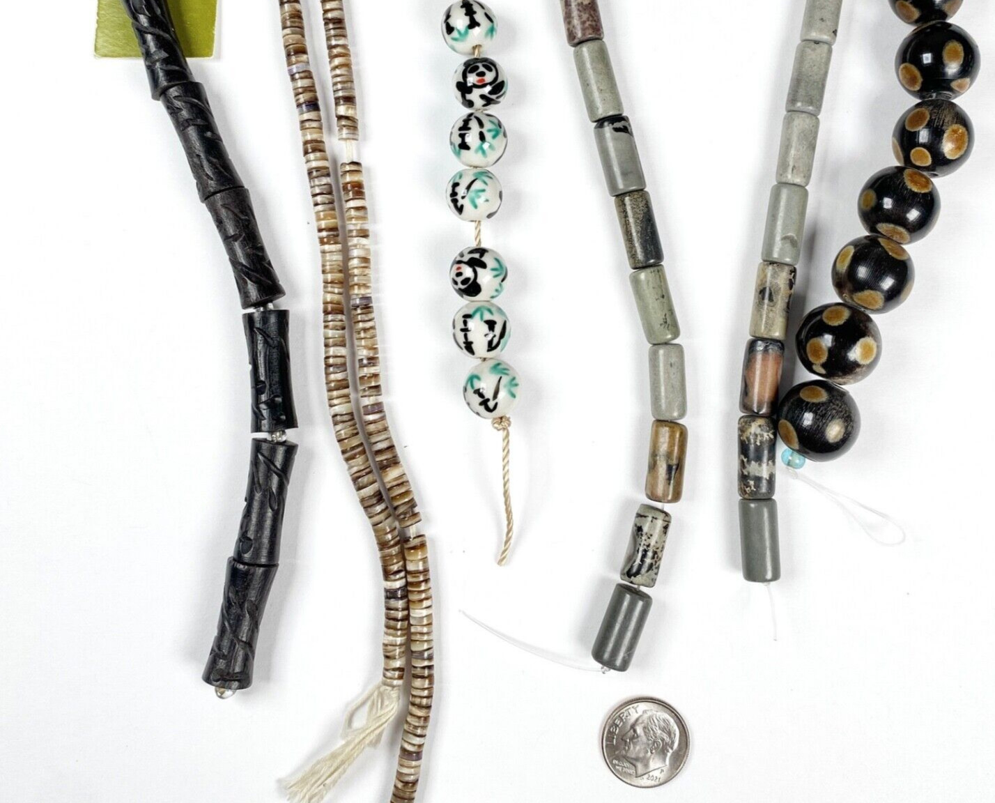 Lot Earth Tone Beads Asian Style Panda Bear Ceramic Wood Stone Jewelry Crafts