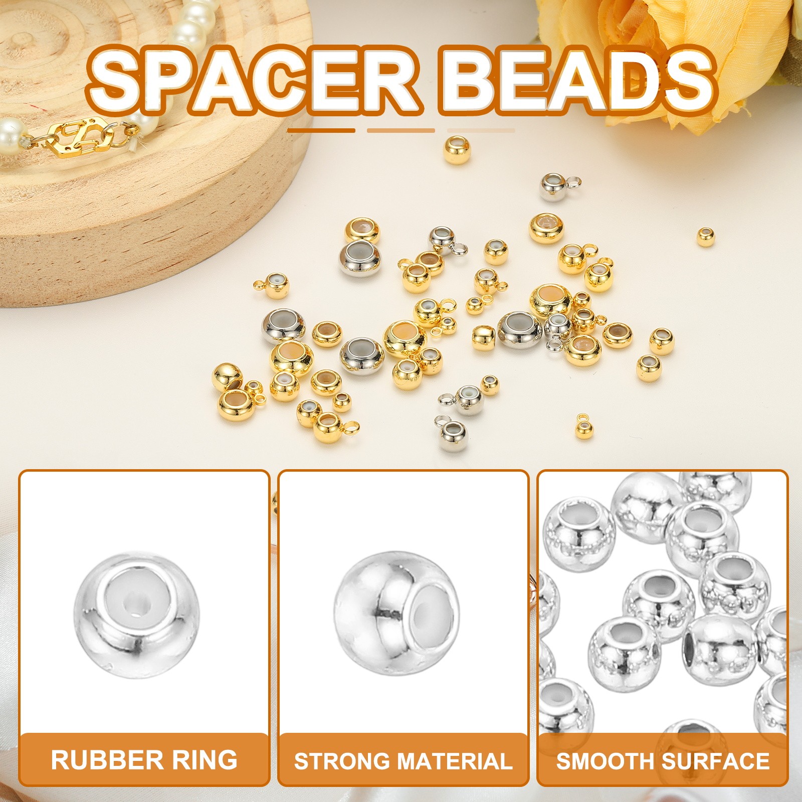 20Pcs 3mm Positioning Spacer Beads, Silver