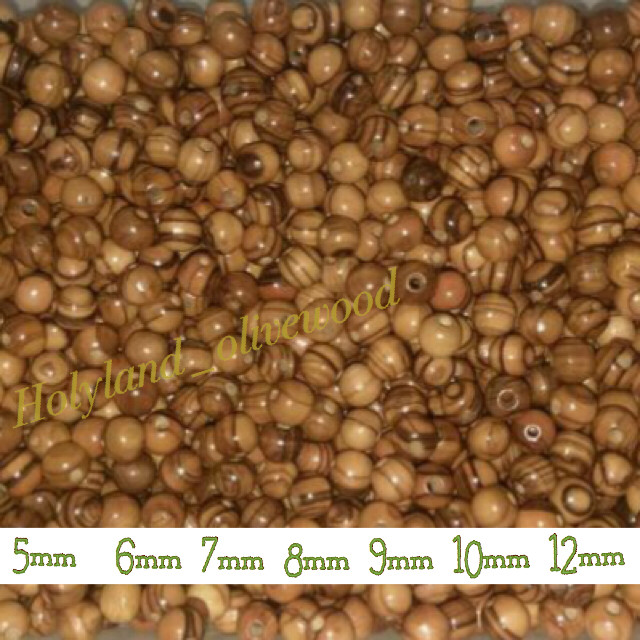 12mm ~ OLIVE WOOD BEADS Holy Land Bethlehem Jerusalem Rosary Bracelet Necklace