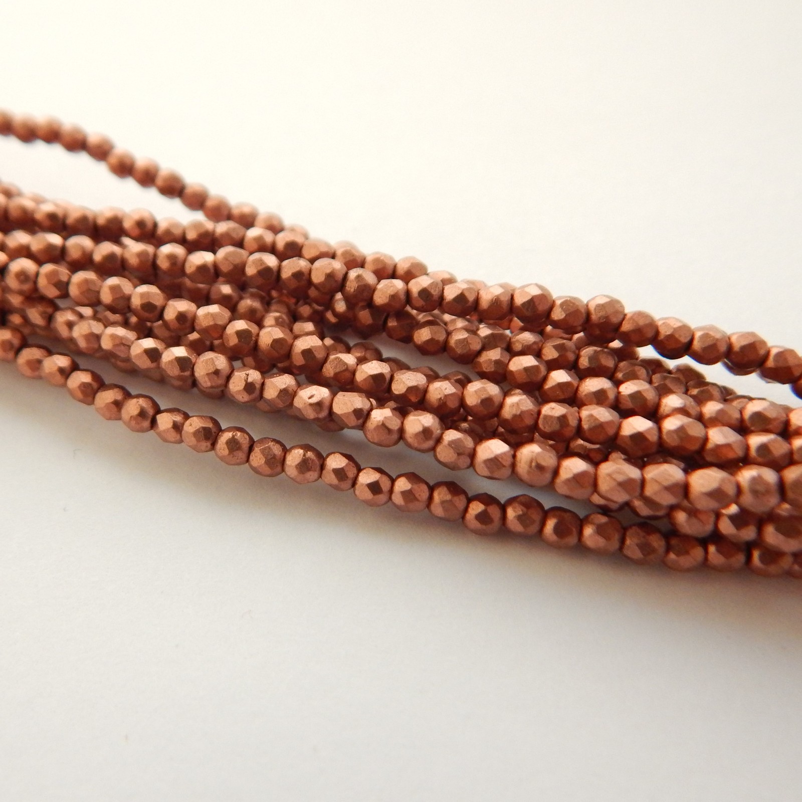 Fire Polished Faceted 2mm (100 beads) Czech Glass Matte Metallic Bronze Copper