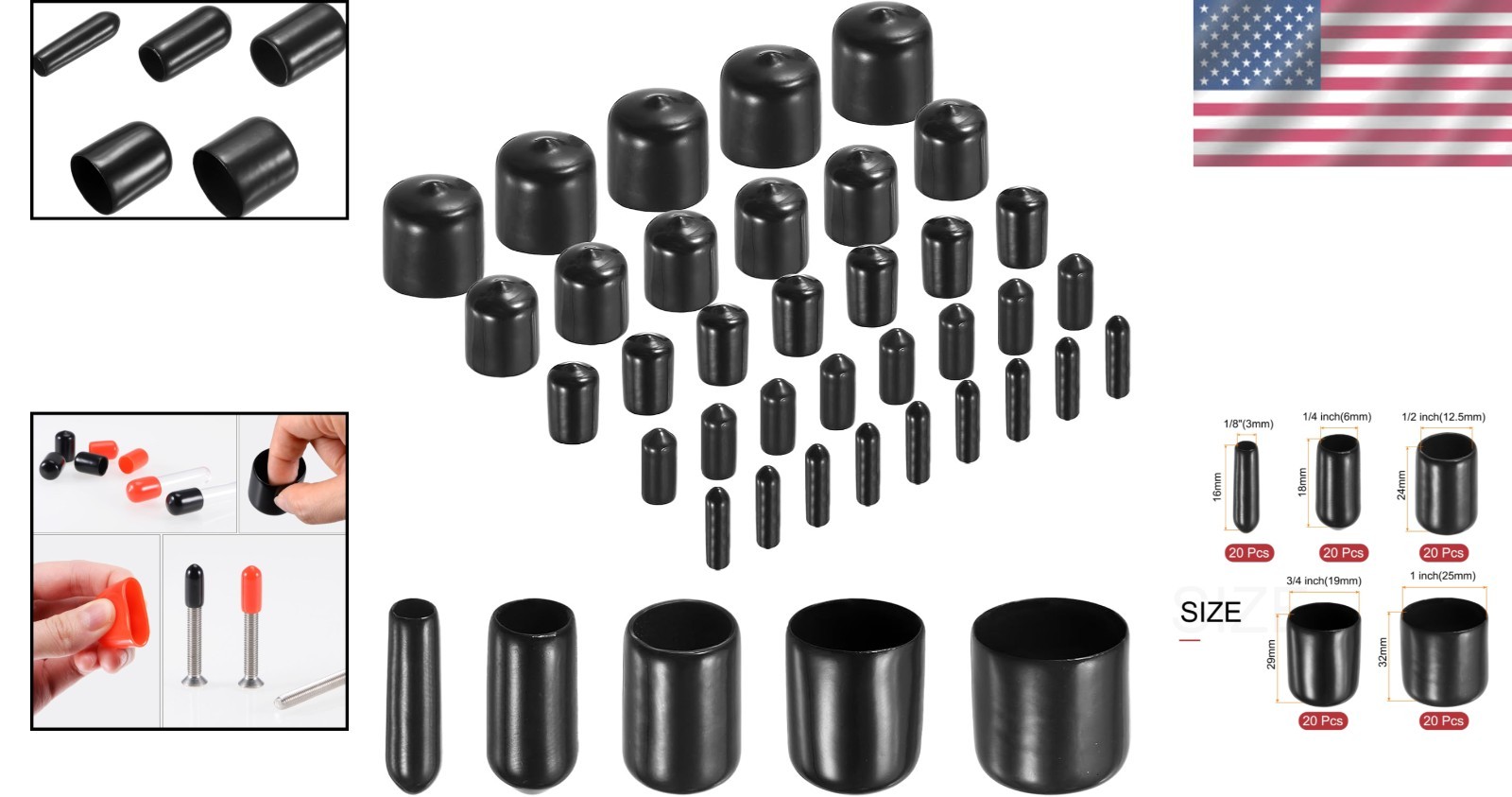 Round Rubber Thread Protectors for Bolts & Screws – 100pcs