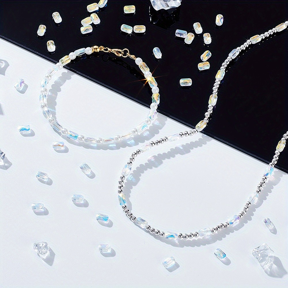 1set 2strands Transparent Electroplate Glass Beads Strands AB color Faceted