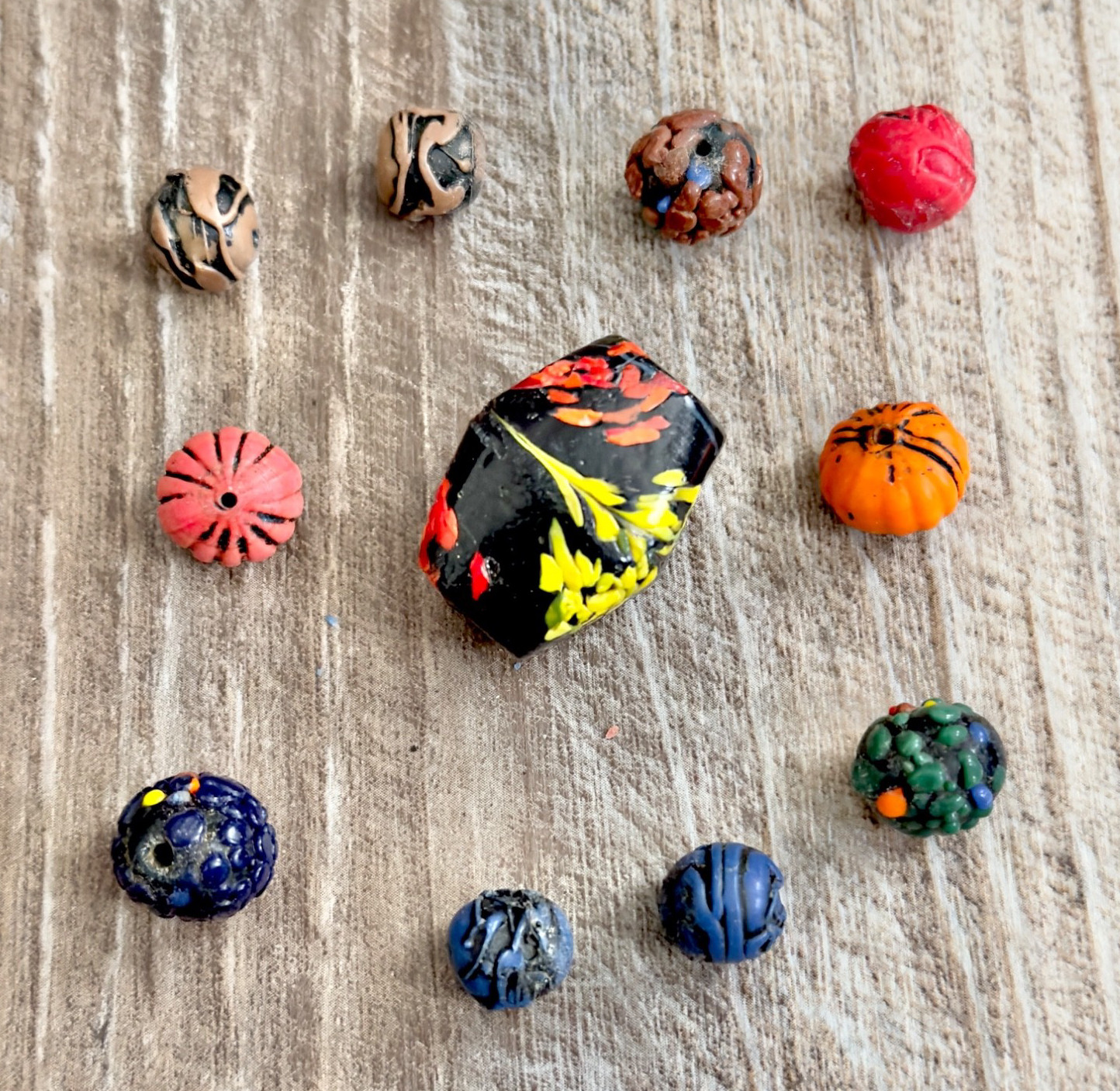Artisan Handcrafted Glass Beads Multicolor Lot Imperfect