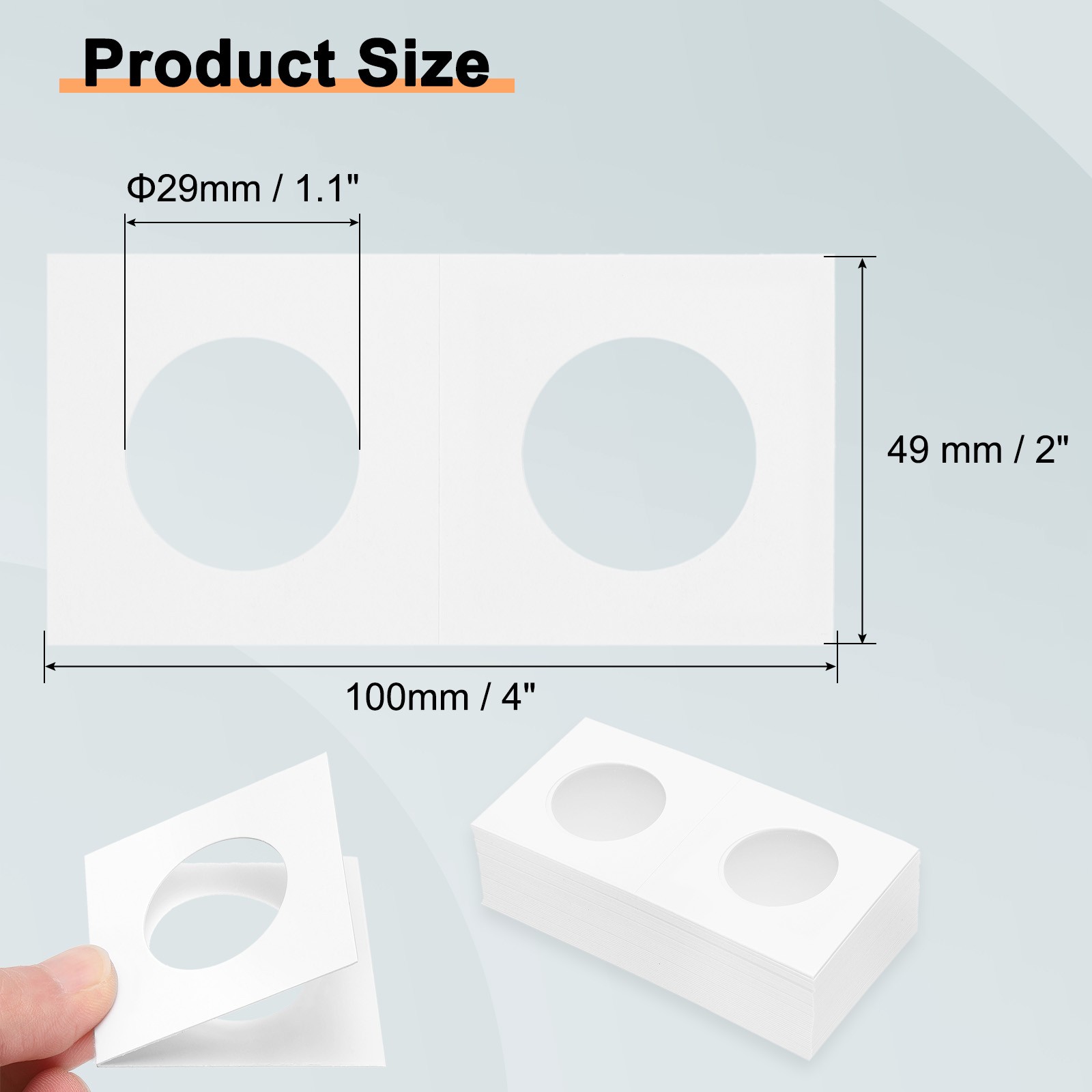 Coin Flips 2″x 2″, 100 Pack Cardboard Coin Holder for 29mm/ 1.1″ Coin Collection