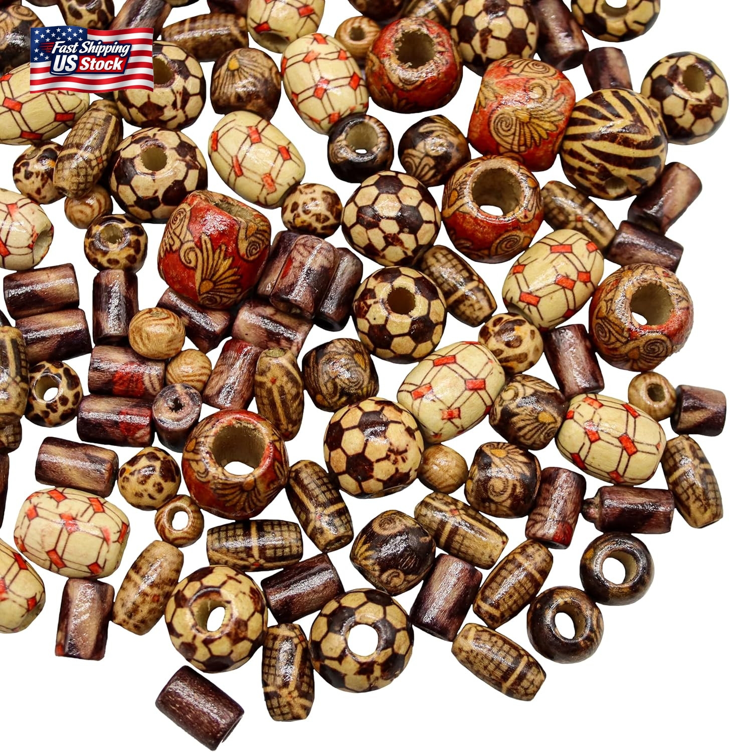 500 PCS Wooden Beads for Jewelry Making Adults, Painted Assorted African, Macram
