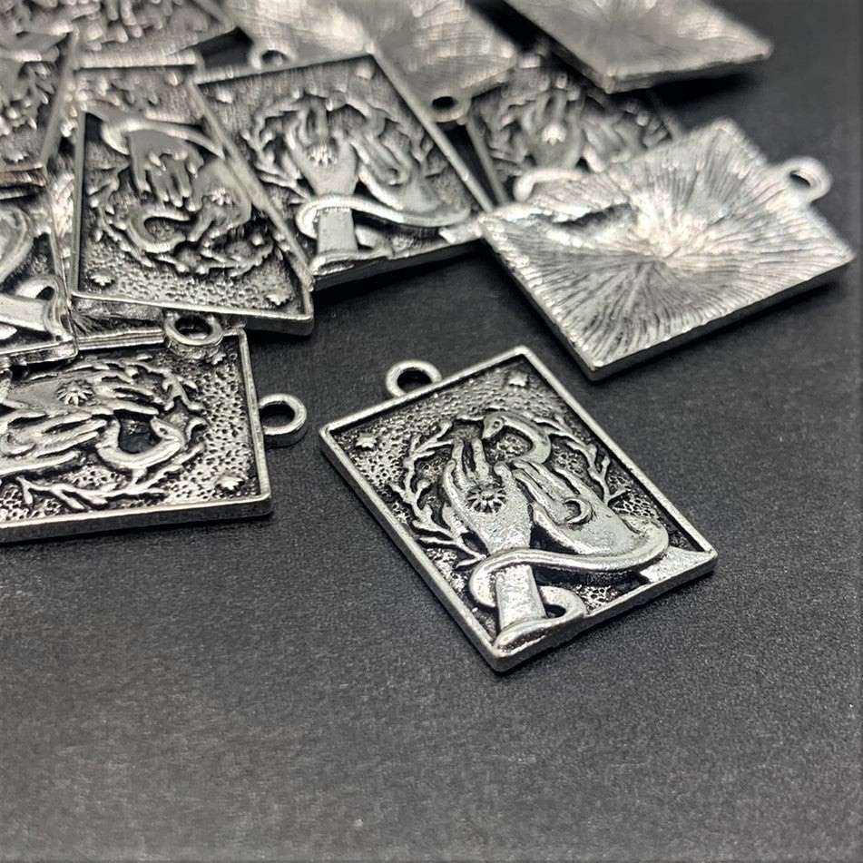 Antique Silver Witchy Hecate Pendant, 15x23mm – US Seller
