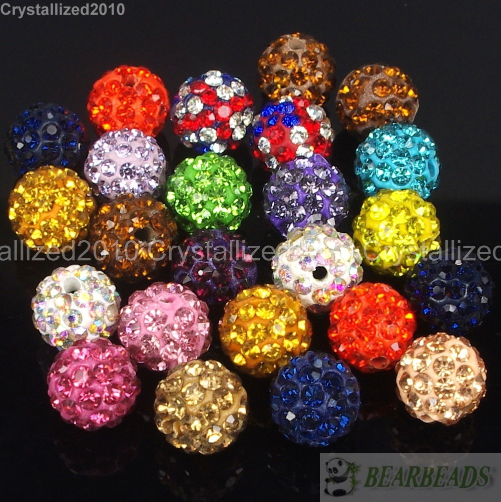 20Pcs Quality Czech Crystal Rhinestones Pave Clay Round Disco Ball Spacer Beads