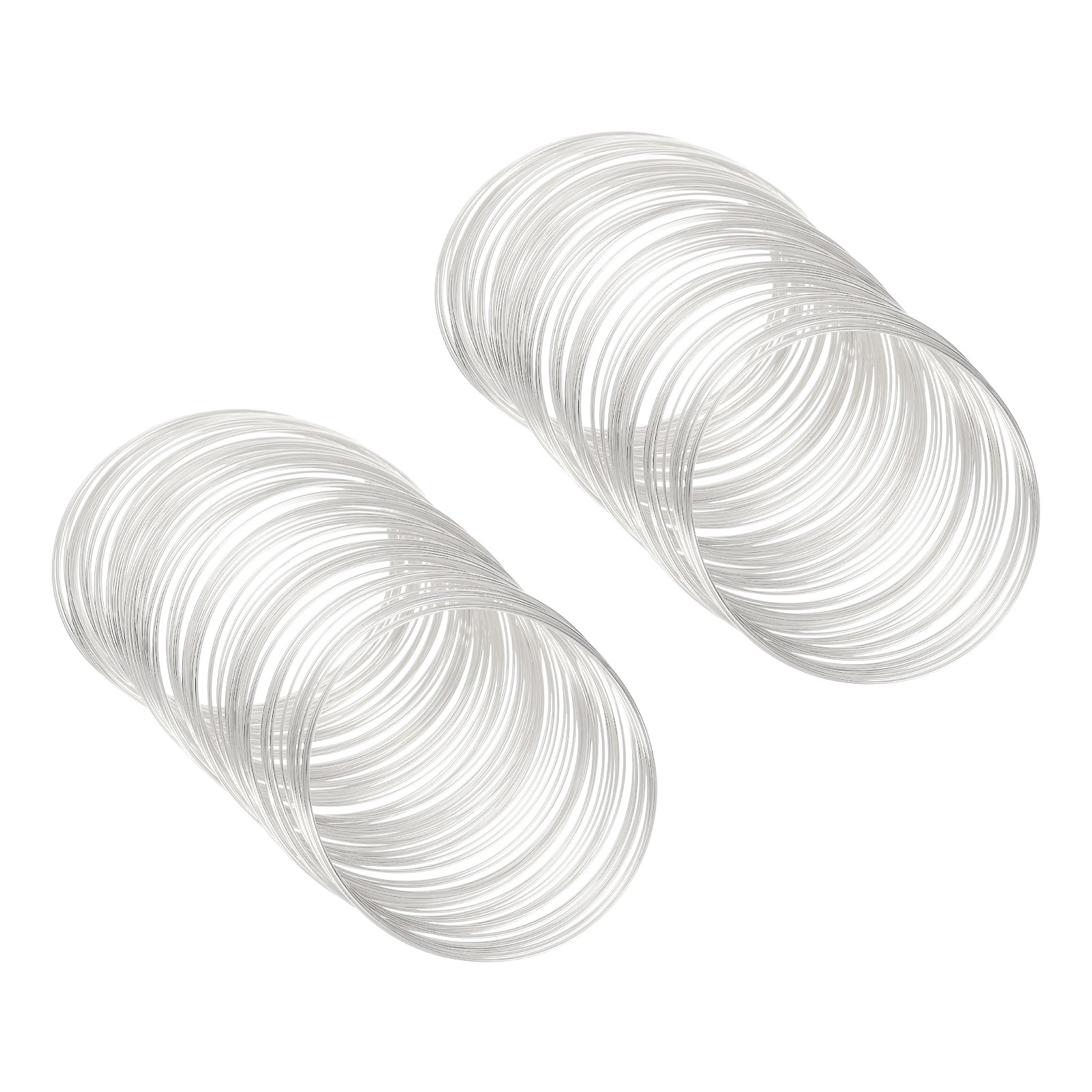 100 Loops Memory Wire, 2pcs 0.6mm 22 Gauge Jewelry Wire Steel, Silvery