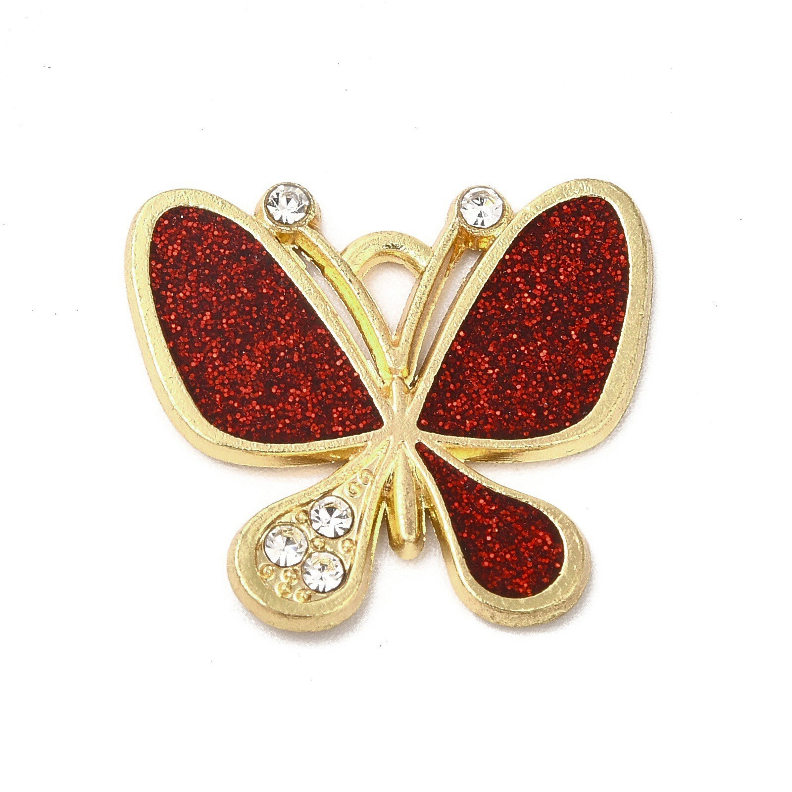 100Pcs Golden Butterfly Enamel Pendants for Jewelry Making with Glitter Powder