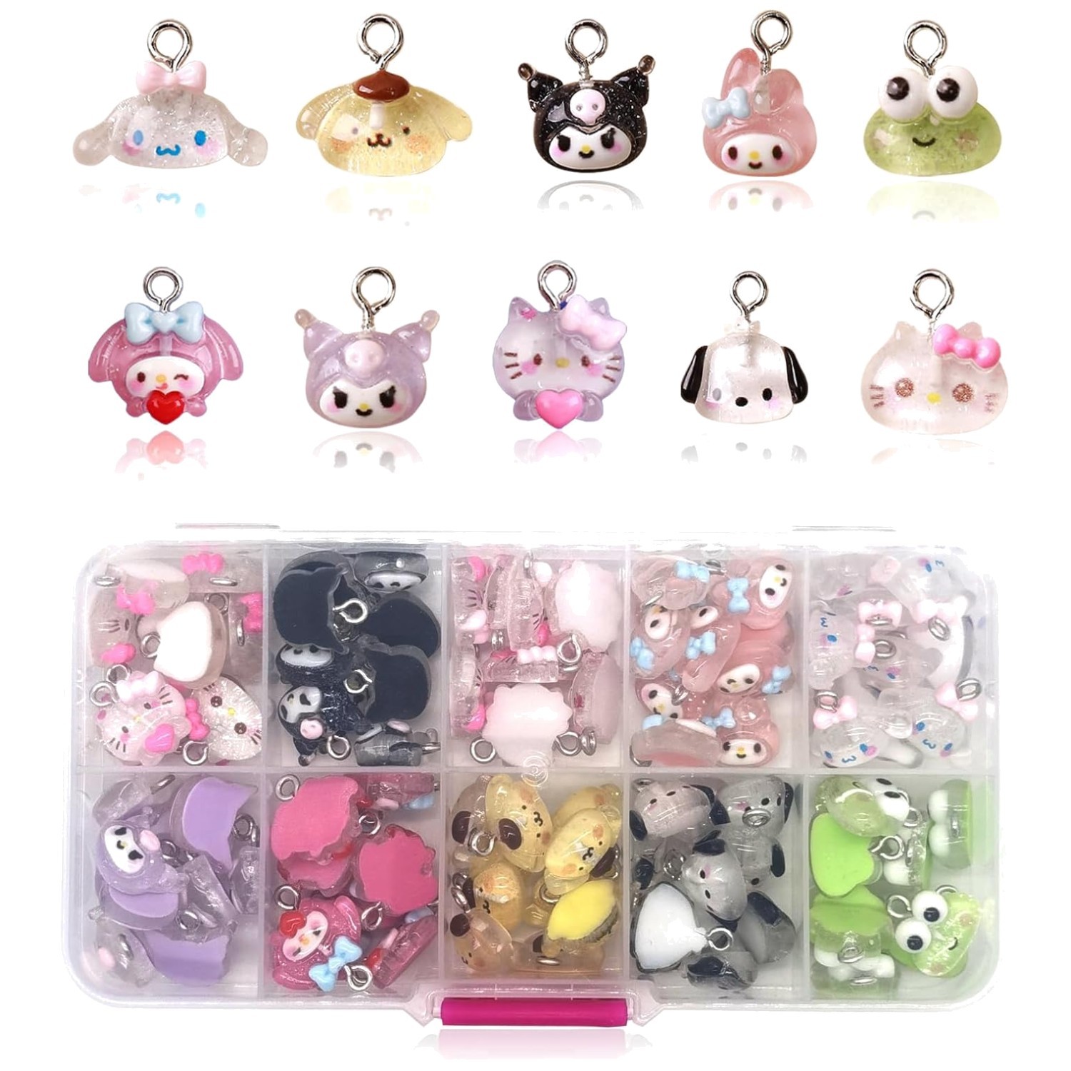 100PCS Cute Cartoon Resin Charms for DIY Jewelry Making