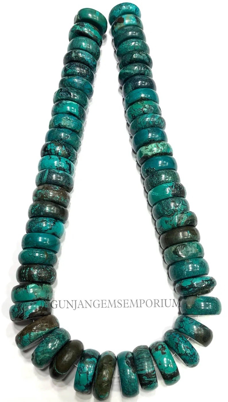 Teal Blue Arizona Turquoise Smooth Rondelle Beads Arizona Turquoise Gemstone