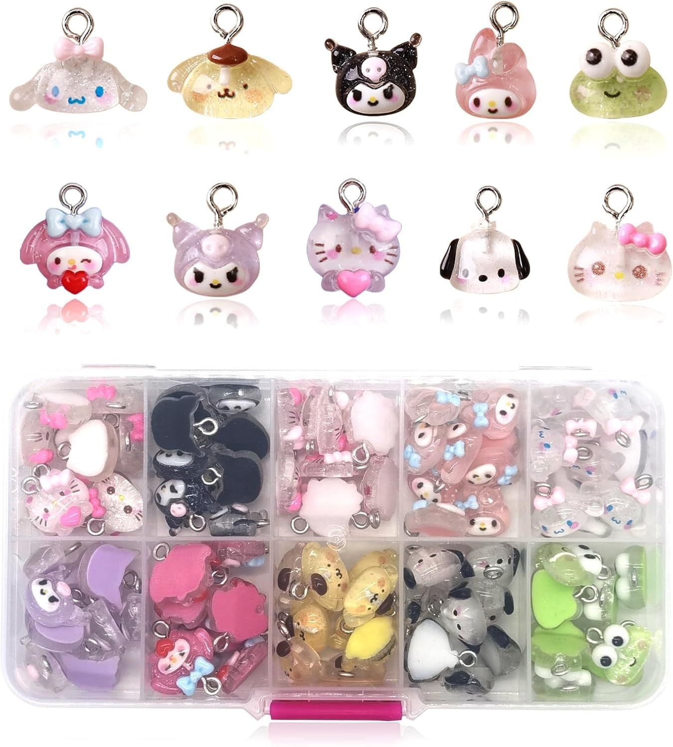 100PCS Cute Cartoon Resin Charms for DIY Jewelry Making