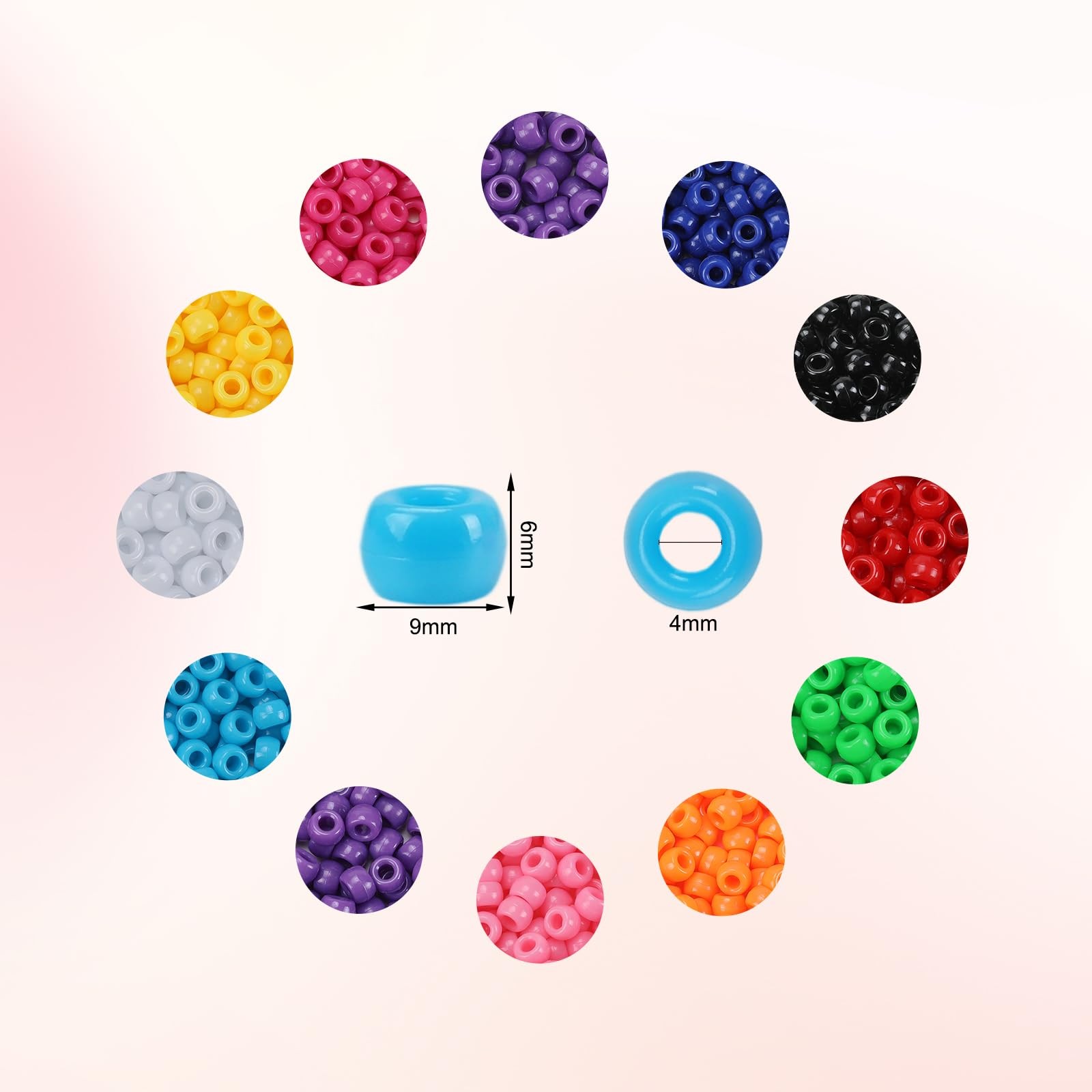8000+ pcs Pony Beads Bulk for Bracelet Multi-Colored Making Beads for Hair Braid