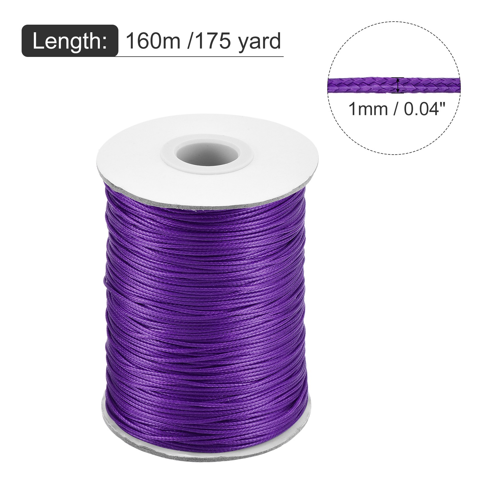 Dark Purple 1mm Waxed Cord 175 Yard Wax Bead Thread String for Jewelry Making