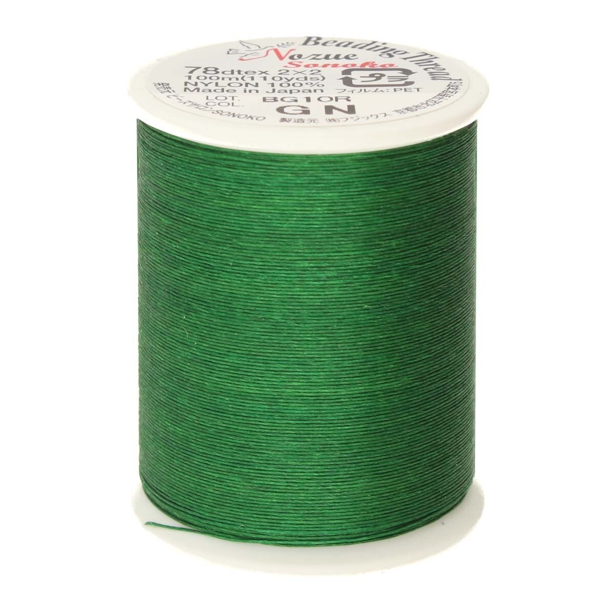 Beading Thread 78dTex Nozue Sonoko 100 m Spool 0.15 mm (0.006 “) Green GN