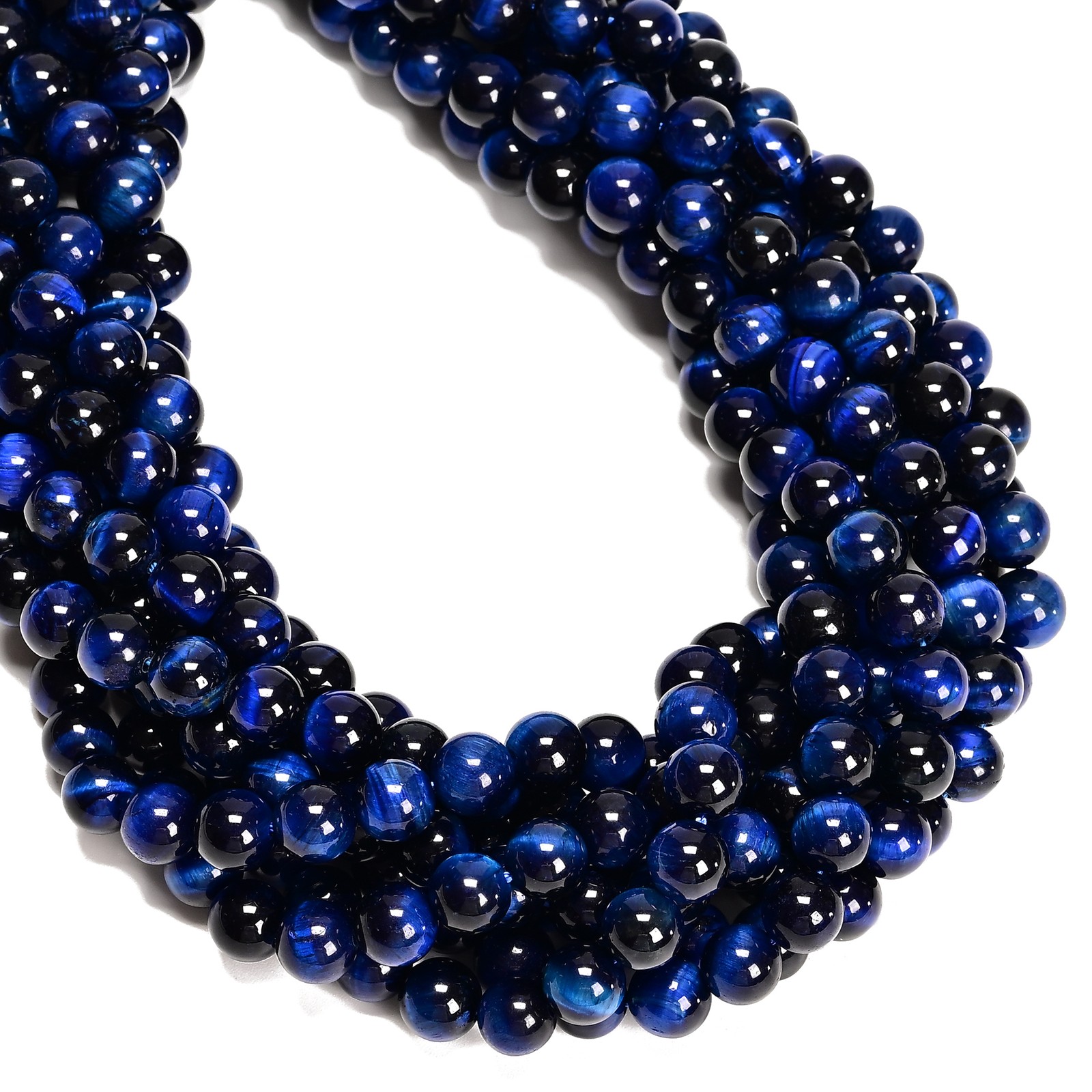 Blue Tiger Eye Smooth Round Beads 4mm 6mm 8mm 10mm 12mm 15.5″ Strand