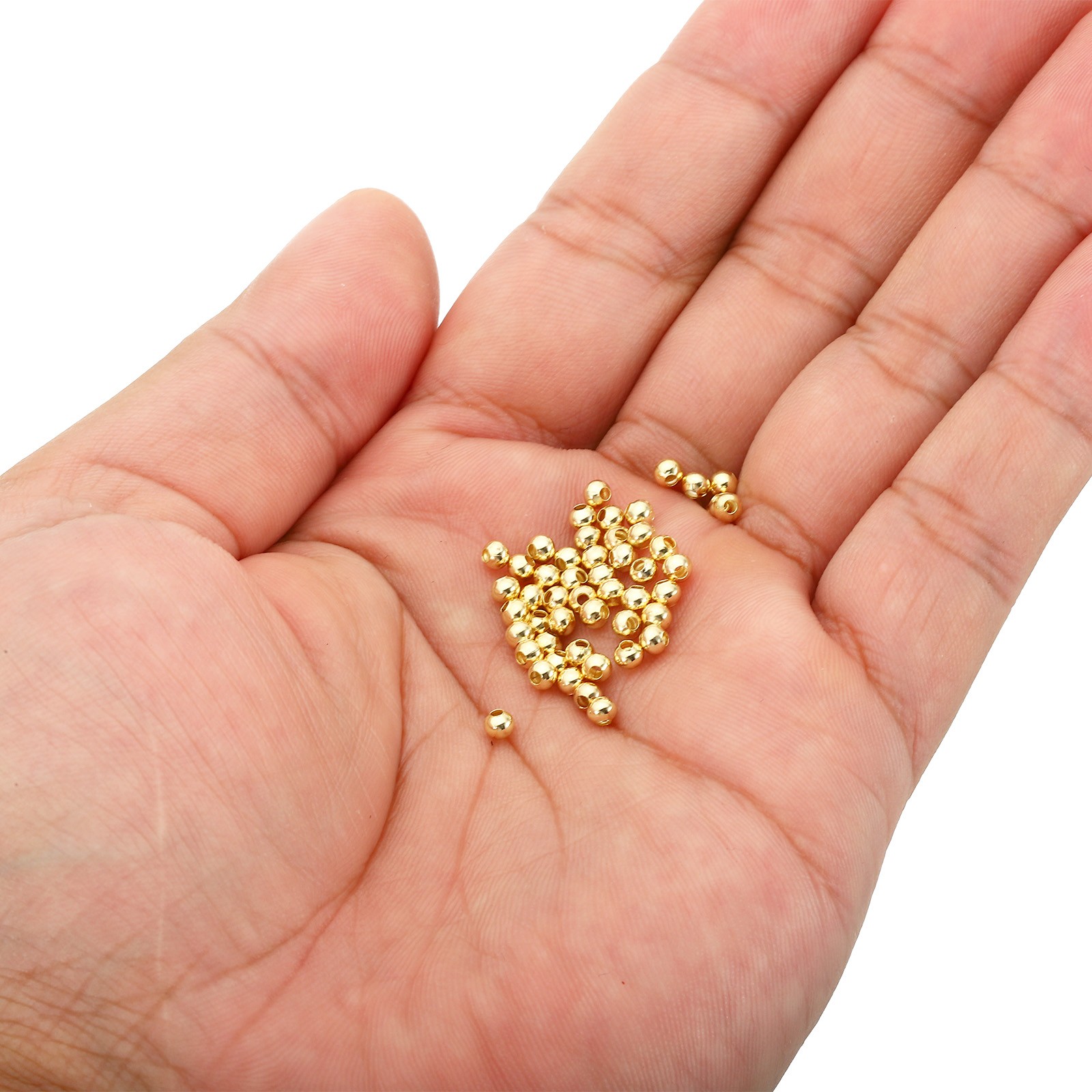 100Packs 3mm 14K Gold Filled Spacer Beads for Jewelry Making Golden