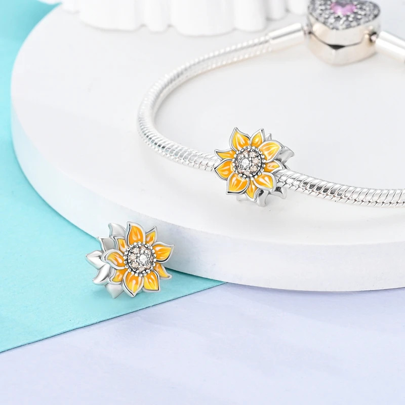 1pc Clover Tulip Sunflower Pendant Charm Beads for Bracelet Necklace Jewelry DIY