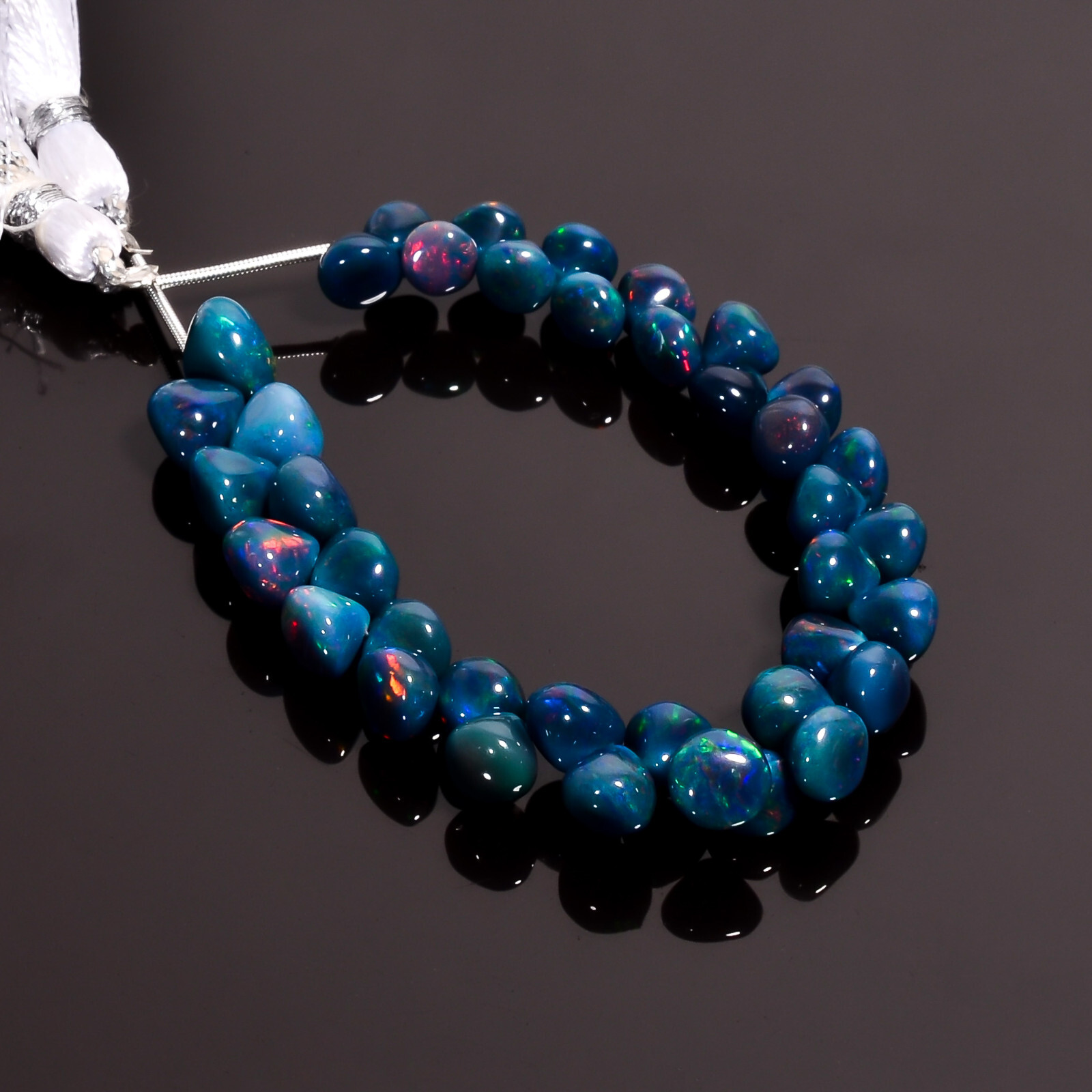 Black Opal Beads, Natural Black Ethiopian Opal Onion Beads, Opal Briolettes,