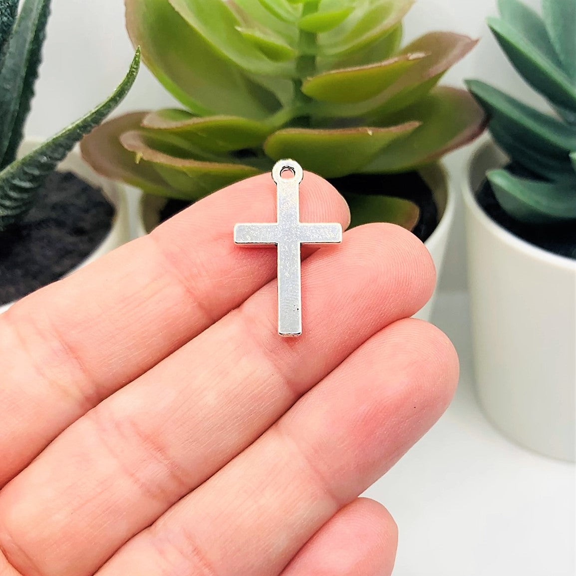 Silver Simple Cross Charms, 24x14mm – US Seller