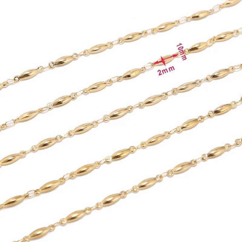 1Foot 2mm wide Waterproof Stainless Steel 18K Gold Plated Chunk Chain SSF119-G