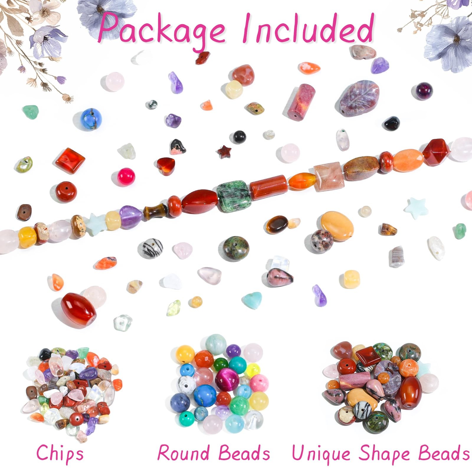 Natural Stone Beads Assorted Semi Precious Gemstone Crystal Mixed 0.25 Pounds