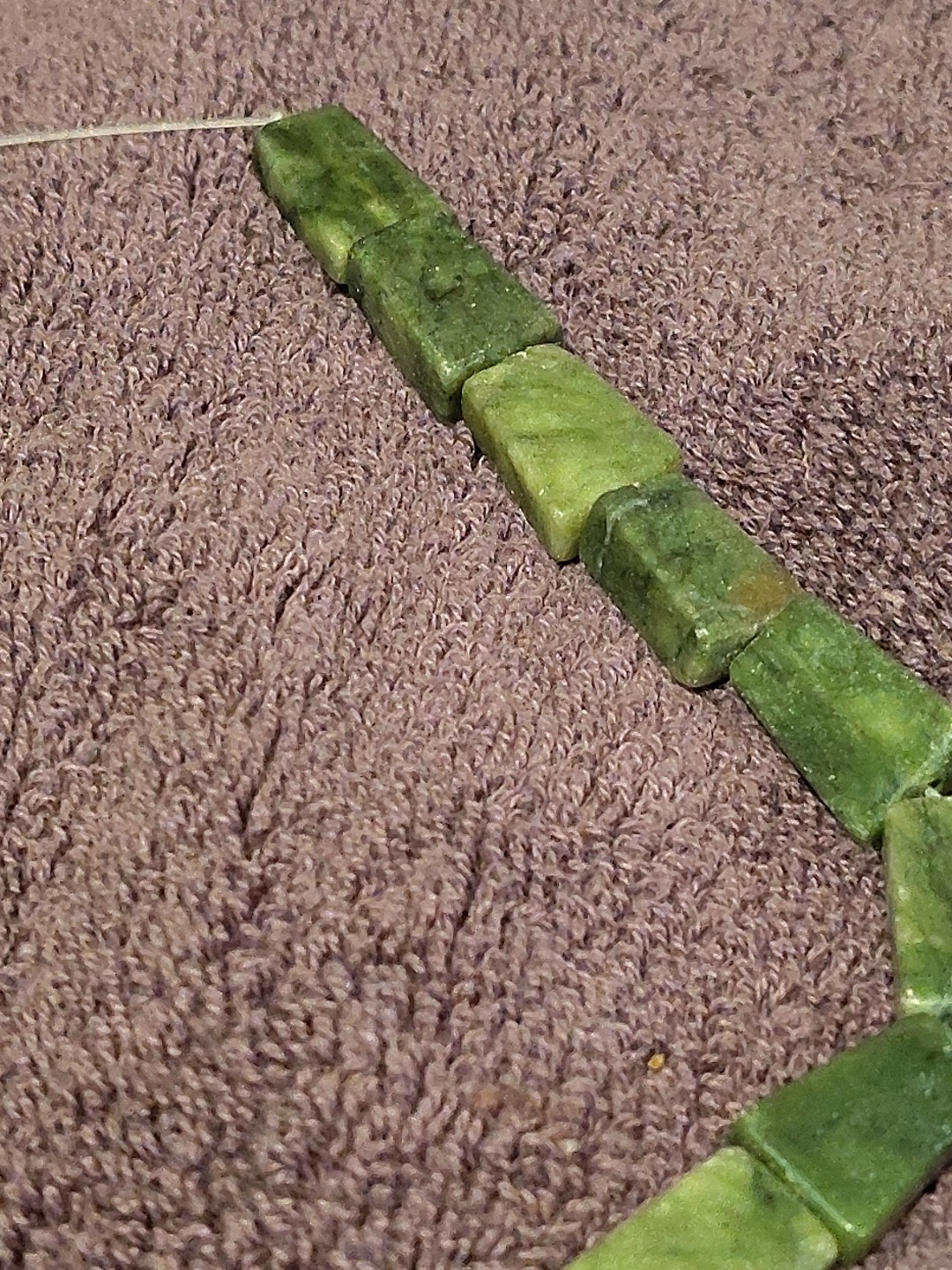 Jadeite Green Glass Beads on 15″ string Fire Mountain Gems New 22 Gem Stones
