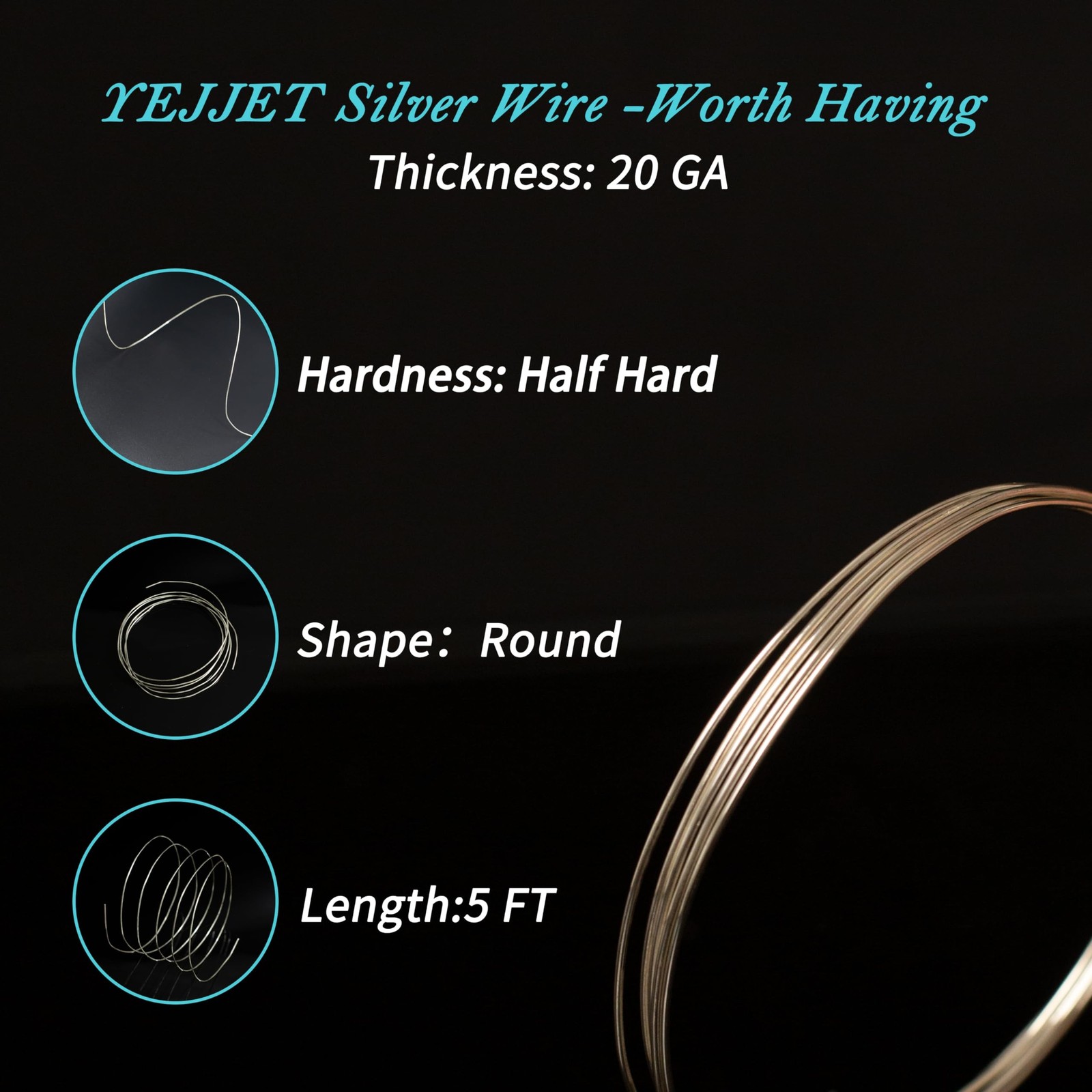 925 Sterling Silver Wire for Jewelry Making Wire 20 Gauge Half Hard Round Mak…