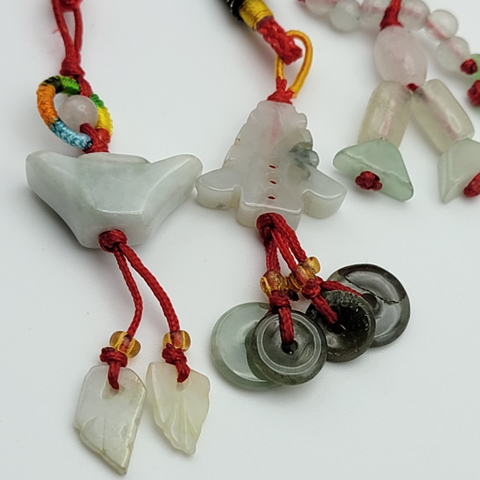 Chinese Lucky Charm Lot Of 7 Pieces Jade Agate Metal Mixed Materials Feng Shui