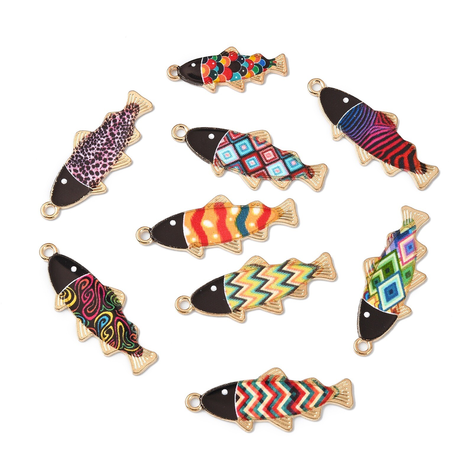45pcs Rnamel Fish Charms Colorful Sea Animal Charms for Jewelry Making Necklaces