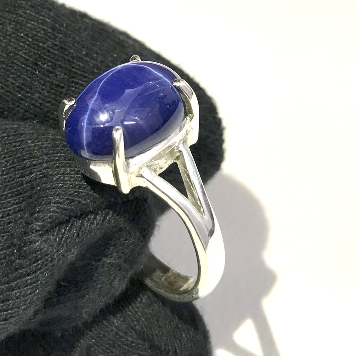 Blue Star Sapphire Gemstone 925 Solid Sterling Silver Ring Size 8.50 US Gift