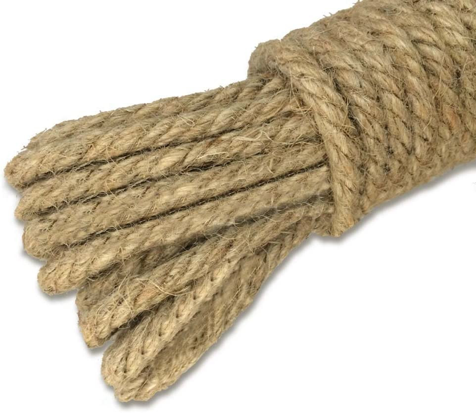 100% Natural Thick Strong Jute Rope 66 Feet 5Mm 3 Ply Hemp Rope Cord Fo