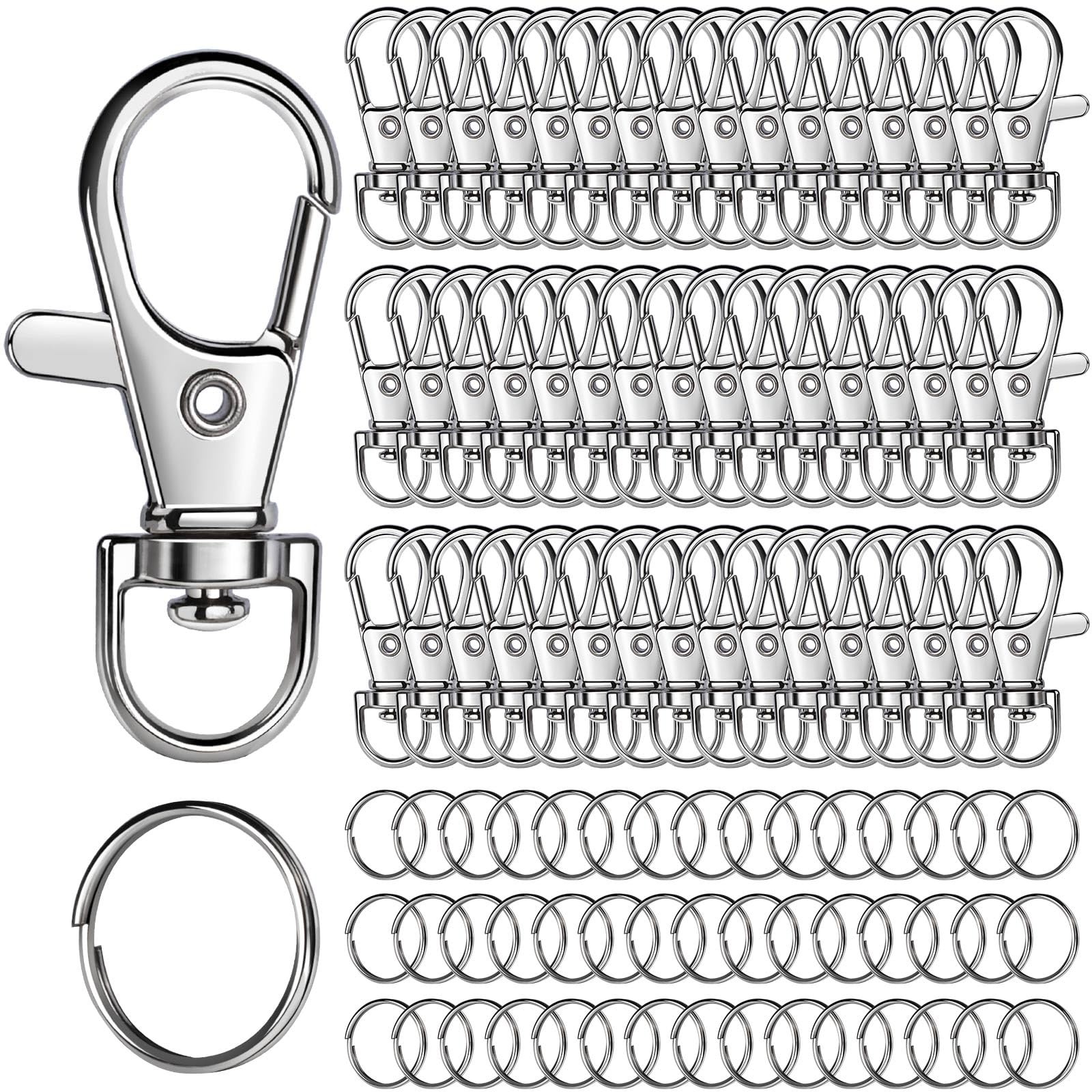 LEOBRO 100PCS Lobster Claw Clasps and Key Rings, Keychain Making Kit – 50PCS …