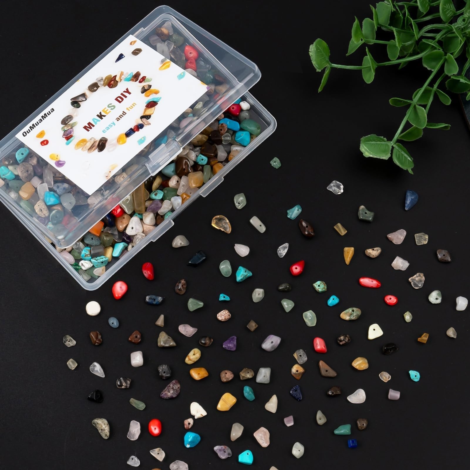 Mini Natural Chip Stone Beads Healing Crystal Loose Rocks Bead Hole Drilled
