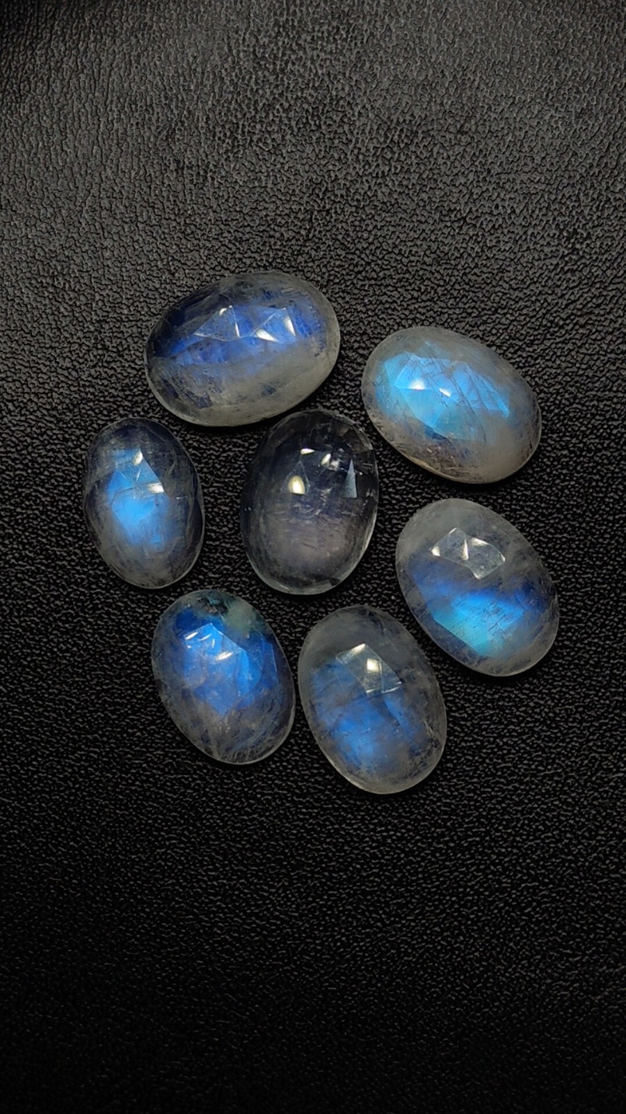 Natural Rainbow Moonstone Top Faceted Rose Cut Oval Shape Gemstone Lot 11X15 MM