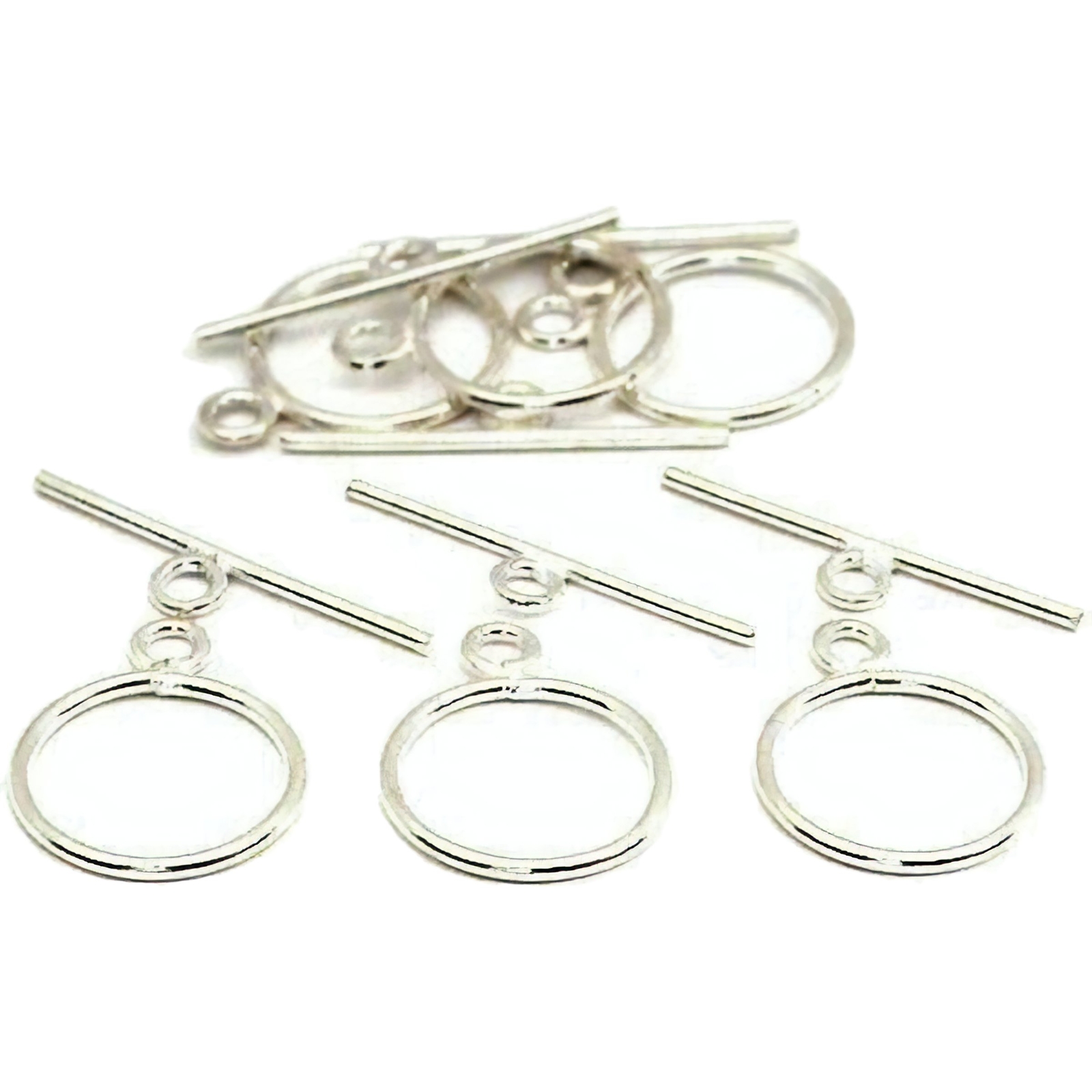 6 Sterling Silver Toggle Clasps ring approx 19 x 15 mm & bar 5 x 24 mm