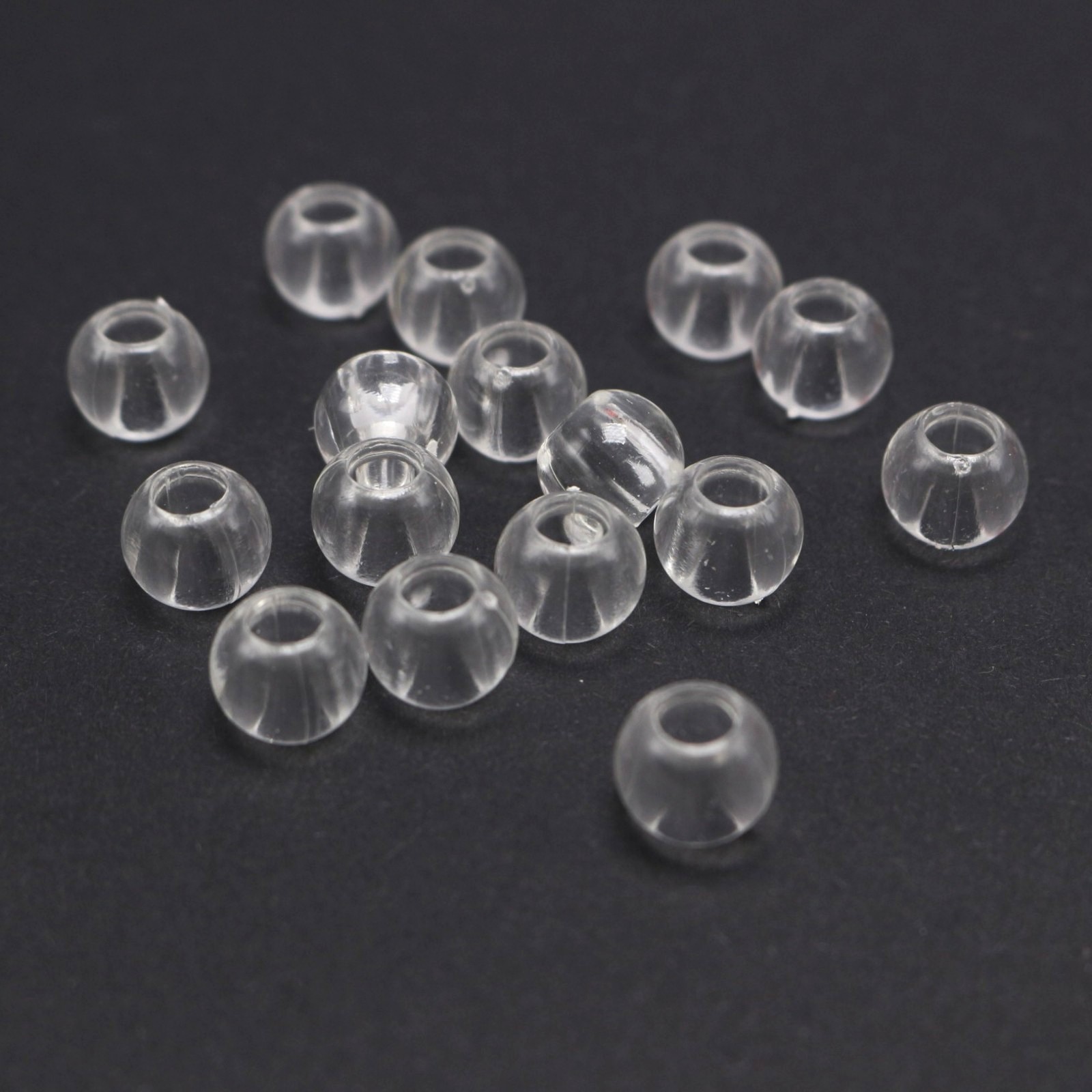 100 Transparent Clear Color Acrylic Round Pony Beads 10X9mm for Kids Craft Kand