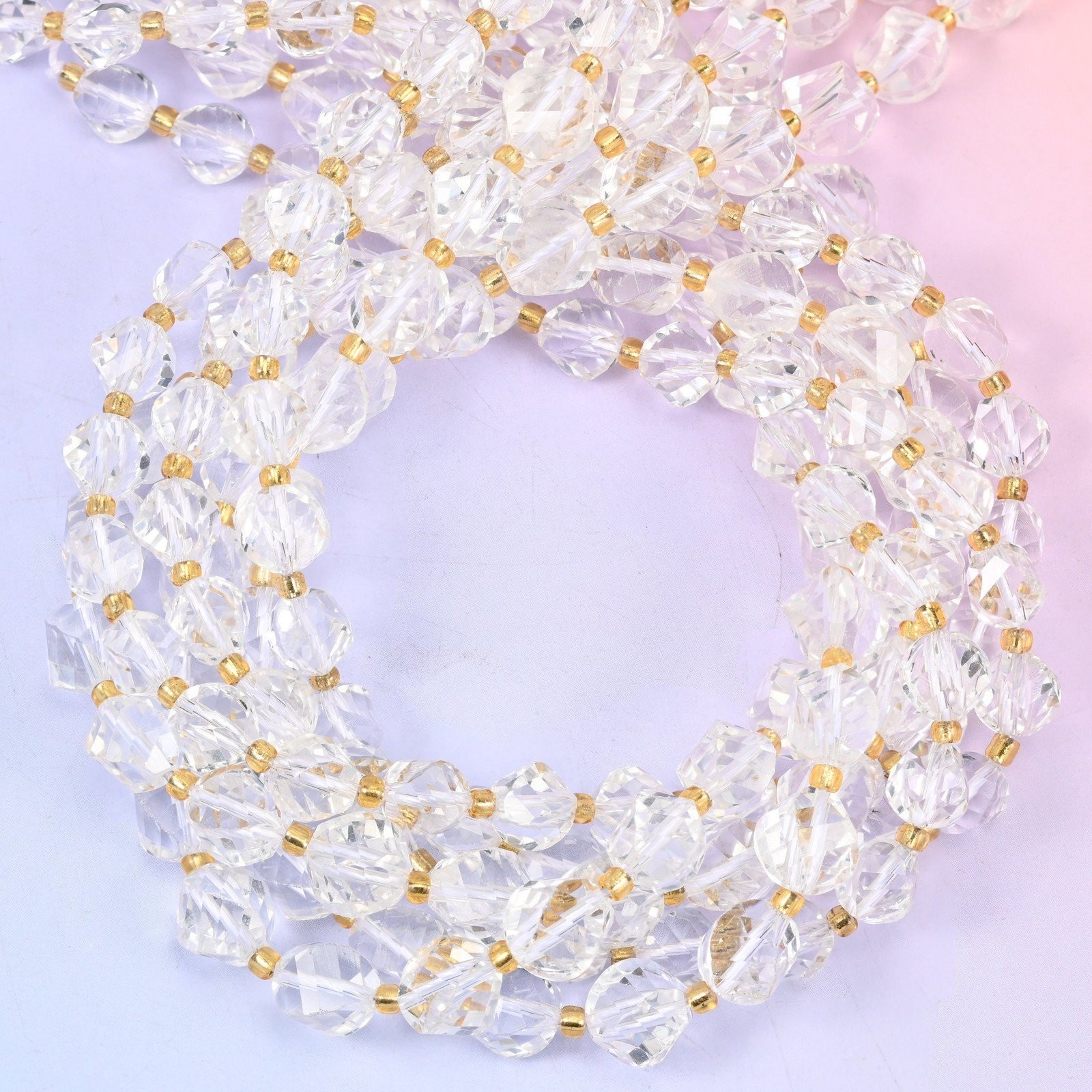 Clear Quartz Faceted Spiral Twist Beads: Size 8mm 10mm, Jewelry Making