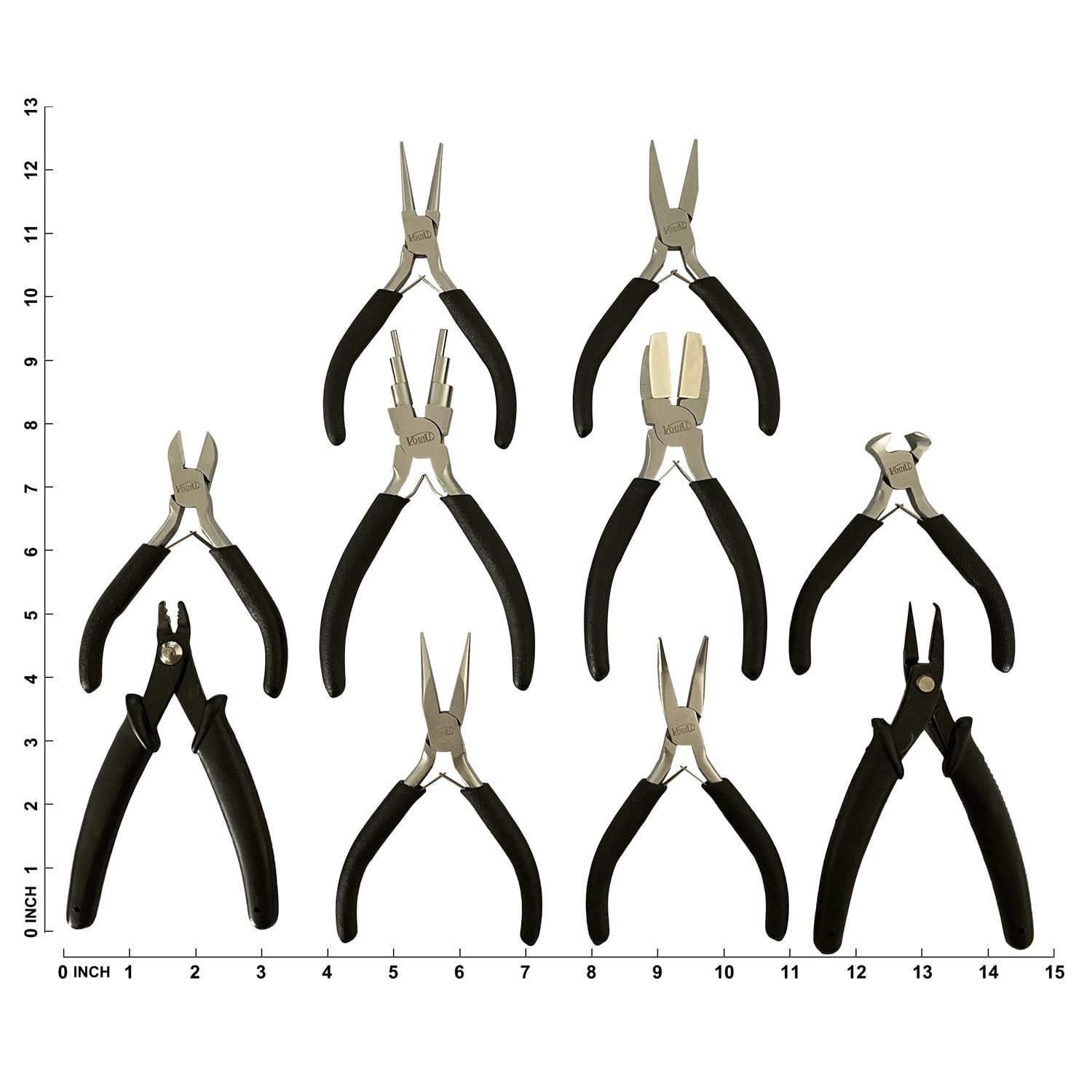 vouiu 10-Piece Jewelry Pliers Set Making Tools Black