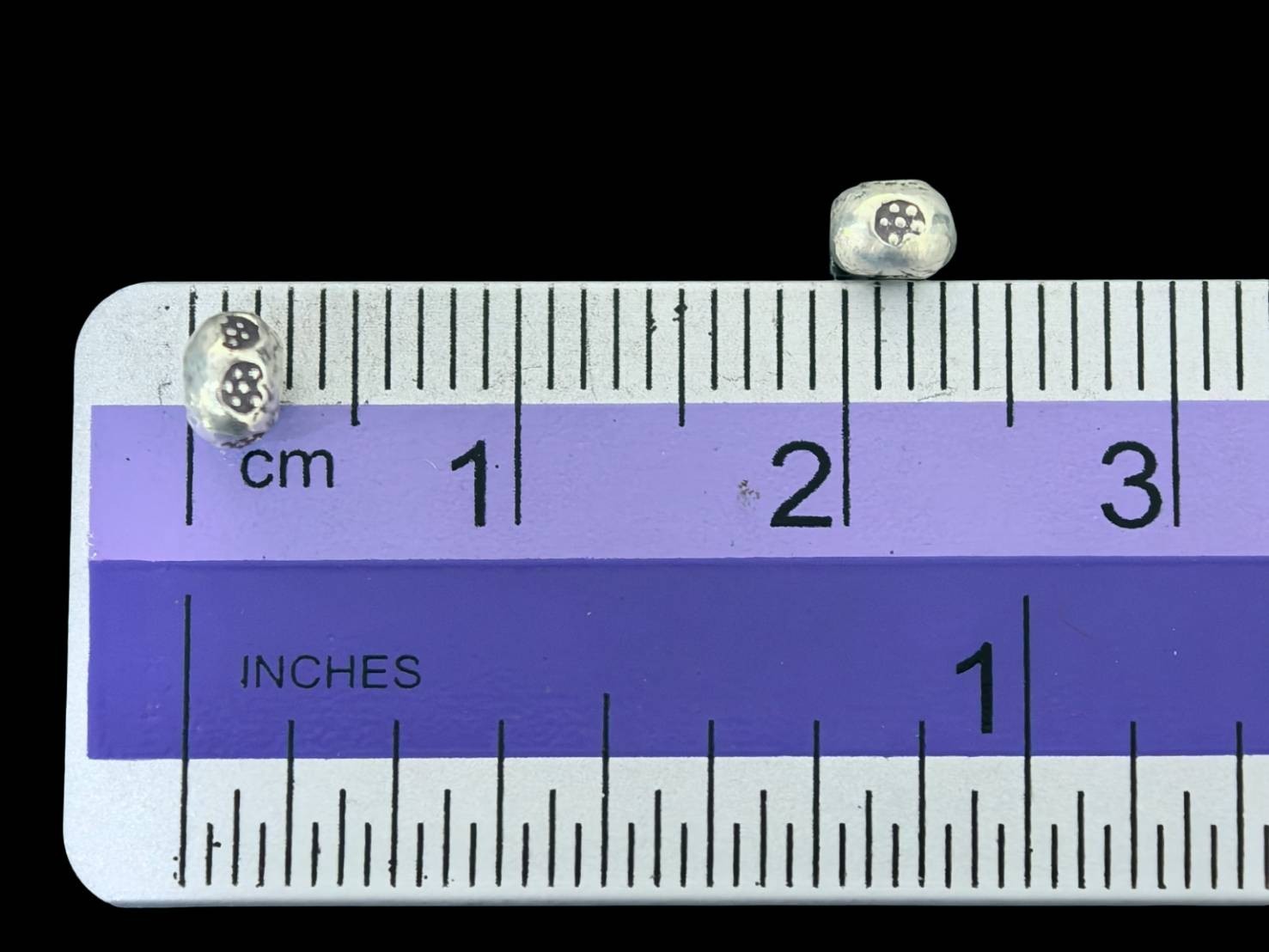 Silver beads Karen hill tribe handmade silver Daisy print mini spacer bead