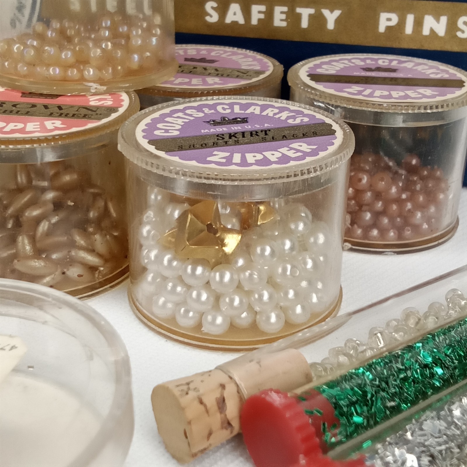 Vintage MCM 1950s Coats & Clark Plastic Beads Crafting & Jewelry Making Lot