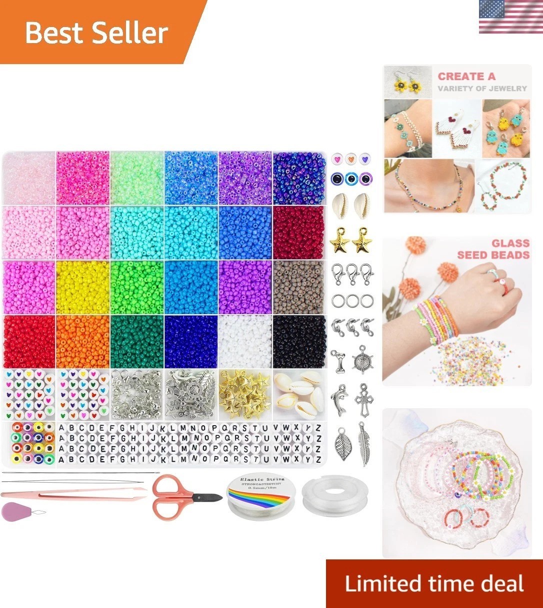 8000pcs 3mm Glass Seed Beads for Bracelet Making Kit, Small Beads Friendship …