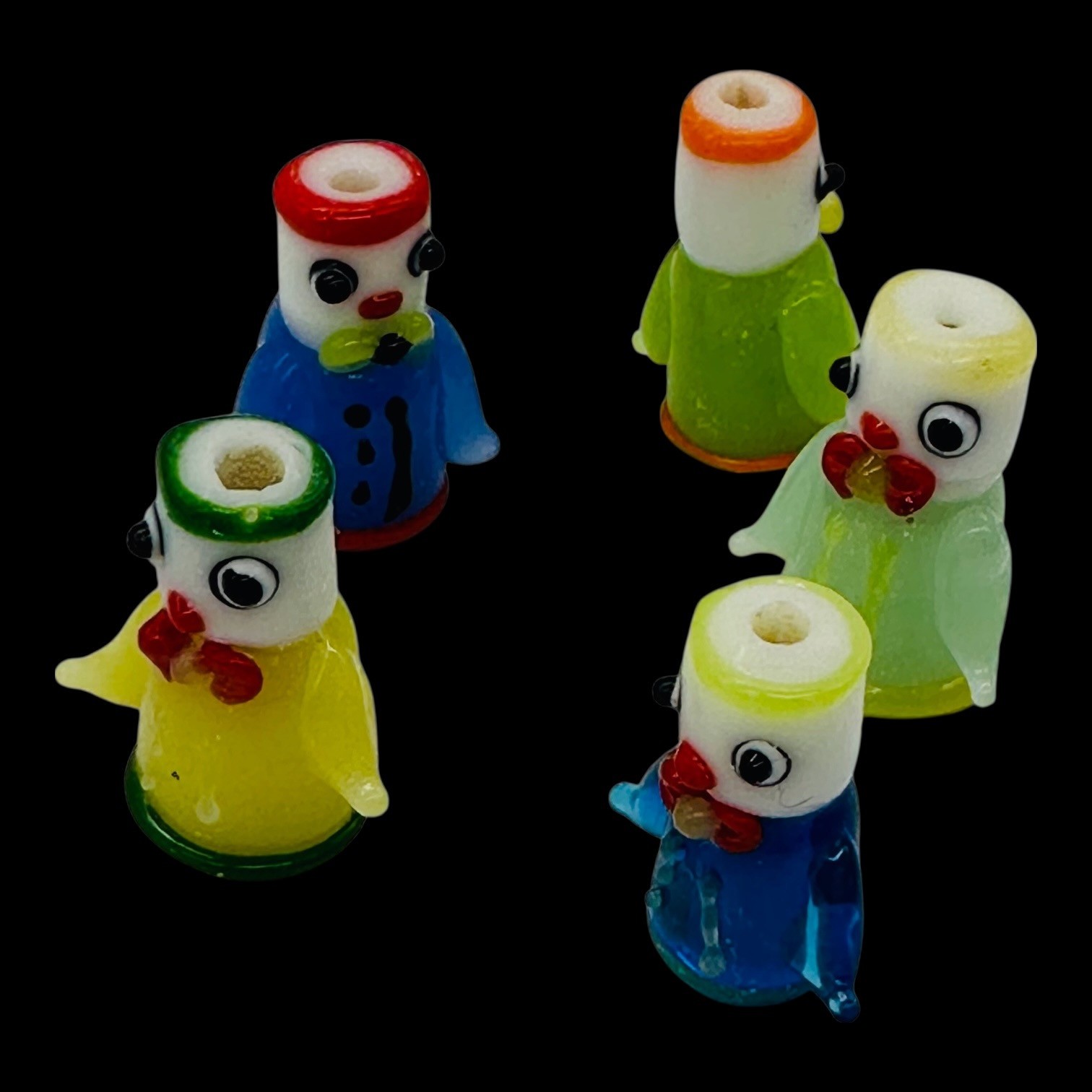 Hand Made Glass Lampwork People 23x25x12mm Bead Strand 107593